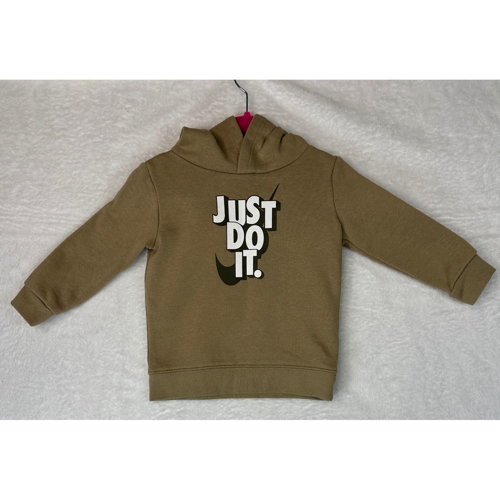 Nike Hoodie Unisex 18M Olive Brown Just Do It Graphic Sweatshirt